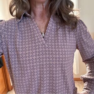 Adrianna Papell Lavender Printed Split-Neck Tunic Size Small